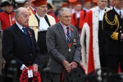 Ernest Thorne (centre) Remembrance Day at the Cenotaph Picture: DAVID FERGUSON