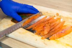 The Smokey Shed. Owner Neil Cotillard who makes Biltong and Smoked salmon. This is Gravlax, cured salmon, not smoked                       Picture: ROB CURRIE