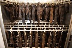 The Smokey Shed. Owner Neil Cotillard who makes Biltong and Smoked salmon. Biltong hanging in the dryer                       Picture: ROB CURRIE