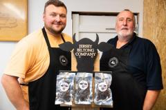 The Smokey Shed. Owner Neil Cotillard who makes Biltong and Smoked salmon. L>R Neil Cotillard and assistant Mick Rondel                       Picture: ROB CURRIE