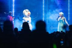 Christmas Lights Switch On and Parade. Parade Gardens. Characters from the movie Frozen sing. L>R Anna, Olaf and Elsa (I THINK)                          Picture: ROB CURRIE