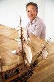 Mike Hill, CEO of Paul Fraser Collectibles (CORRECT SPELLING OF COLLECTIBLES). With a scale model of HMS Victory               Picture: ROB CURRIE