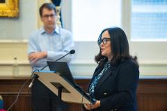 Town Hall. Jersey Food Allergy Conference. L>R Nadim and Tanya Ednan-Laperouse, who are the parents of the late Natasha - the girl who died after eating a baguette containing sesame seeds.  She gave her name to Natasha's Law, a tightening of legislation to require all pre-packaged foods to contain
 details of all their contents to avoid allergic reactions of this kind.                             Picture: ROB CURRIE