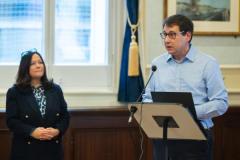 Town Hall. Jersey Food Allergy Conference. L>R Tanya and Nadim Ednan-Laperouse, who are the parents of the late Natasha - the girl who died after eating a baguette containing sesame seeds.  She gave her name to Natasha's Law, a tightening of legislation to require all pre-packaged foods to contain
 details of all their contents to avoid allergic reactions of this kind.                             Picture: ROB CURRIE