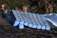 Ports of Jersey remove the pontoon Storm Bert damage to Bouley Bay Picture: DAVID FERGUSON