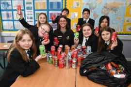 Haute Vallee Eco Warriors with Durrell's Nadja Lane collecting cans for 'Cans for Corridors' helping the Atlantic Forrest in Brazil. 850 cans collected so far. Picture: DAVID FERGUSON