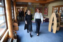 Dr Kyd with Headteacher Vicki Charlesworth. Lt Gov Jerry Kyd and Dr Kyd visit Les Landes School to see how their Crown making is getting on. Picture: DAVID FERGUSON