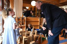 Recption Class building Buckingham Palace. Lt Gov Jerry Kyd and Dr Kyd visit Les Landes School to see how their Crown making is getting on. Picture: DAVID FERGUSON