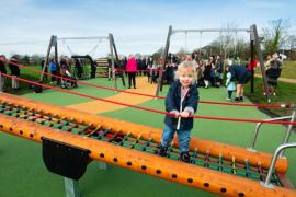 St Martin's village green, opening of new playground with children from St Martin's school. Aurora Clyde-Smith (2) on the see-saw (not from the school)                           Picture: ROB CURRIE