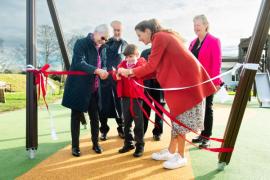 St Martin's village green, opening of new playground with children from St Martin's school. Ribon cutting proved difficult due to scissors not being very good! SCHOOL WOULD NOT ALLOW NAMES OF ANY  CHILDREN TO BE USED                           Picture: ROB CURRIE