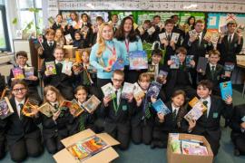 Haute Vallee school. Students that have colected childrens books to be used in Ukraine. L>R Angelica Astashkina and Valeriia Stratford                              Picture: ROB CURRIE