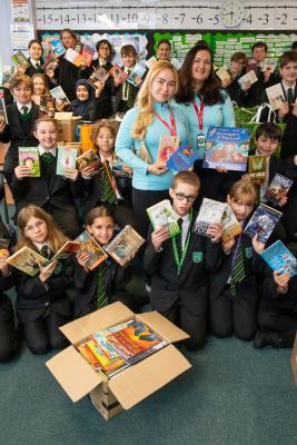 Haute Vallee school. Students that have colected childrens books to be used in Ukraine. L>R Angelica Astashkina and Valeriia Stratford                              Picture: ROB CURRIE