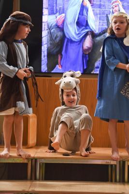 Joseph, Donkey and Mary St Clement School Nativity 'The Wriggly Nativity' Picture: DAVID FERGUSON