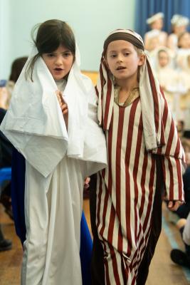 Beaulieu KS1 nativity called a Christmas Service. NO NAMES. Mary and Joseph on their walk                            Picture: ROB CURRIE