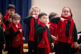 Rouge Bouillon school nativity. NO NAMES. Signing We Wish You A Merry Christmas song         Picture: ROB CURRIE