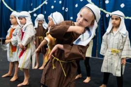 St George's school nativity called Lights, Camel, Action. NO NAMES. Shepherds and sheep dancing         Picture: ROB CURRIE