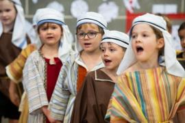 St George's school nativity called Lights, Camel, Action. NO NAMES. Shepherds singing I'm Dreaming of a White Christmas                  Picture: ROB CURRIE