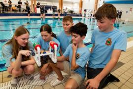 Langford Pool. Underwater robot competition. Air Cadets team with their craft called ATC Perch. NO NAMES                          Picture: ROB CURRIE
