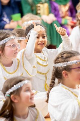 St Saviour's school Key Stage 1 nativity 'Angel Express' Thumbs-up and ready to go... Picture: JON GUEGAN
