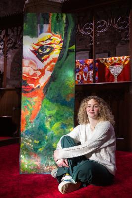 St Saviour's Church. Exhibition of Hautlieu artwort titled Organic Human, created by year 12 students. Amelie Fitzpatrick (16)                Picture: ROB CURRIE