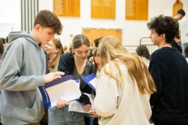 Grainville school GCSE results. Harriet Searle (16), head girl (second from left)                     Picture: ROB CURRIE