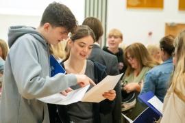 Grainville school GCSE results. Harriet Searle (16), head girl (second from left)                     Picture: ROB CURRIE