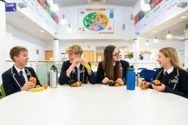 Grainville school new breakfast club. L>R Tom (15), Kingsley (16), Jenna (15) and Hannah (15)                                   Picture: ROB CURRIE