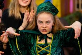 St Helier Methodist centre. St George's school years 5 & 6 dress rehearsal for their play ‘A Funny Thing Happened On the Way to Camelot!’. Morgana (WHO CANNOT BE NAMED, BUT CAN BE PHOTOGRAPHED!)                   Picture: ROB CURRIE