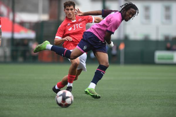 Rai dos Santos and Trey Masikini Football Jersey Bulls v Corinthian Casuals Picture: DAVID FERGUSON