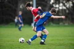 Football Eric Amy Trophy semi-final: St Clement v Grouville 9 Jack Soyer and 19 Shea Richards Picture: JON GUEGAN