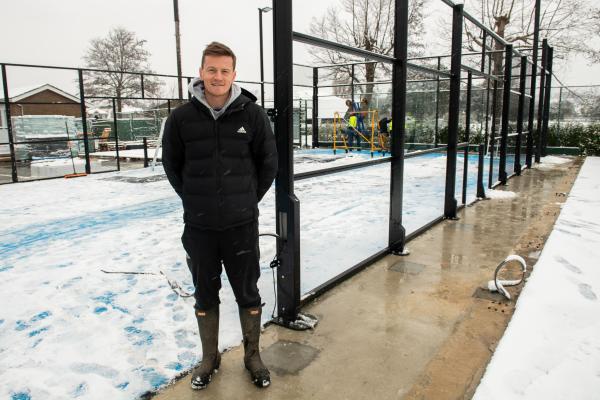 Padel tennis courts being rebuilt by Padel Tech, following their destruction by the tornado that came with storm Ciaran. Scott Clayton                         Picture: ROB CURRIE