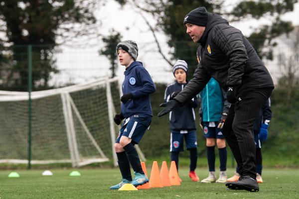 Haute Vallee school. Scottish Youth FA coaches taking football session. Dave Mackay, coach at Galsgow Rangers                 Picture: ROB CURRIE