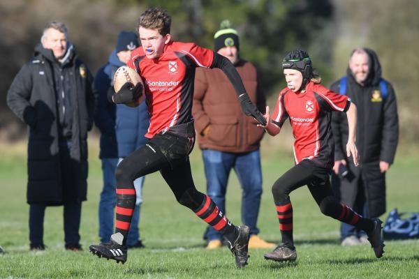 Harry Glynn on his way for try 2 UNDER 13 Rugby Jersey RFC v Sussex Picture: DAVID FERGUSON