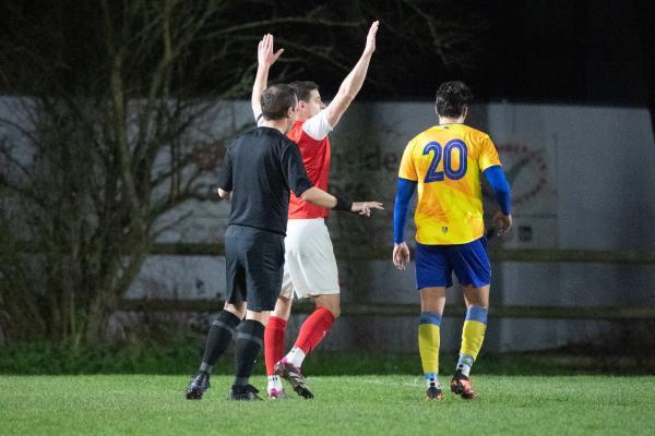Football JFA Combination, Jersey FA Cup quarter-final: St Peter v St Clement  6 & 20 arguing with the ref Picture: JON GUEGAN