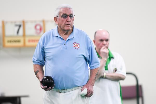 Cyril le Marquand and GSY Gary Pitschou CI Bowls at Grainville Picture: DAVID FERGUSON