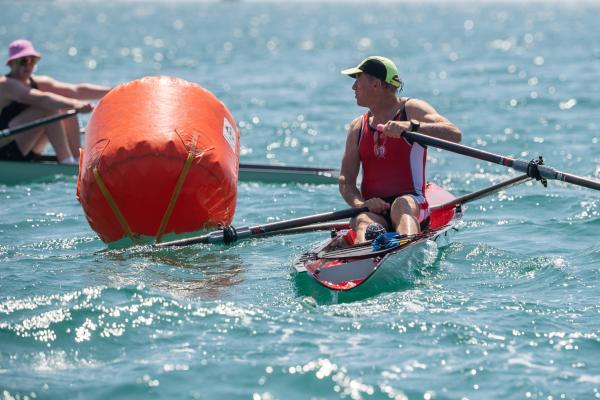 Offshore Rowing Despite missing the first turn and having to turn to go round the marker, John Searson came back to win the Masters singles Picture: JON GUEGAN