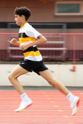 Athletics at the track at FB Fields. Schools athletics cup - boys year 7/8 & 9/10. 1,500m race. Myles Christopher of Victoria College won this race                         Picture: ROB CURRIE