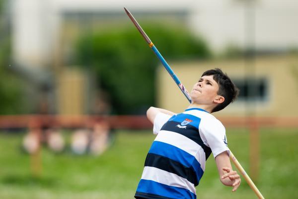 Athletics at the track at FB Fields. Schools athletics cup - boys year 7/8 & 9/10. Javelin, Ollie Braithwaite (13) of De La Salle                         Picture: ROB CURRIE