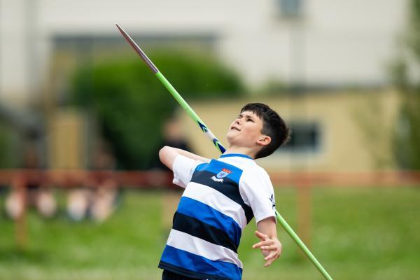 Athletics at the track at FB Fields. Schools athletics cup - boys year 7/8 & 9/10. Javelin, Ollie Braithwaite (13) of De La Salle                         Picture: ROB CURRIE