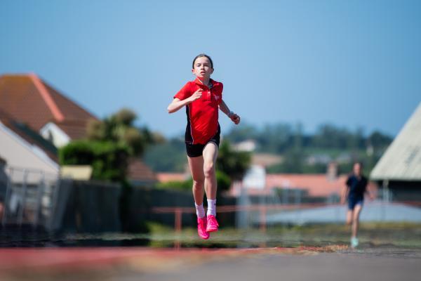 Athletics at the track at FB Fields. Schools athletics cup - girls year 7/8 & 9/10. 1,500m. Florence Williams (12) of JCG won her race                             Picture: ROB CURRIE