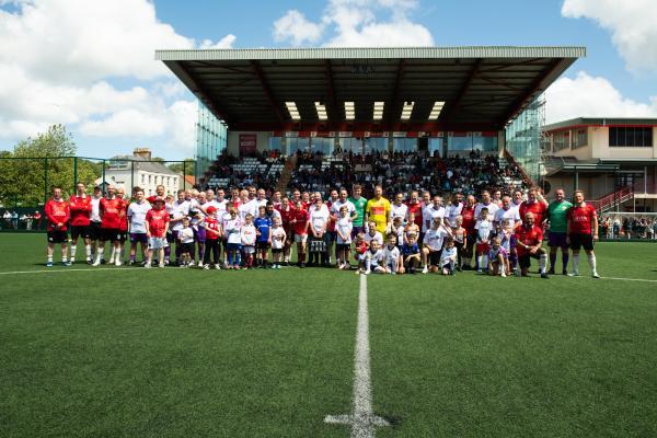 Football at Springfield.  Jersey Bulls select XI (white) V Manchester United Legends side (red). L>R                  Picture: ROB CURRIE