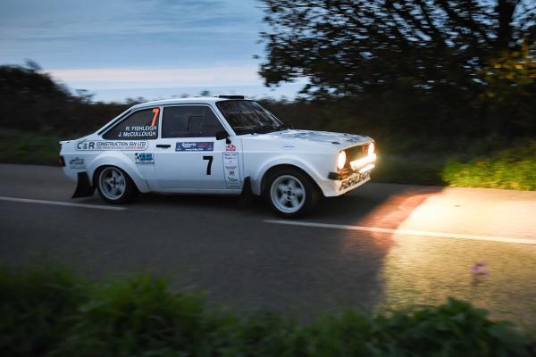 ROZEL Night Stage start line  Richard Fishleigh and Jason McCullough Escort RS Jersey Rally Picture: DAVID FERGUSON