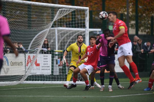 Action in the Corintians goal mouthFootball Jersey Bulls v Corinthian Casuals Picture: DAVID FERGUSON