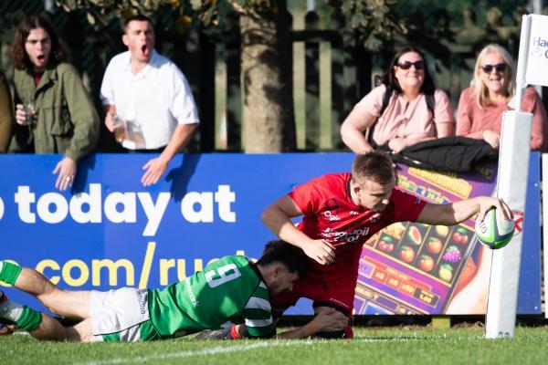 Rugby Jersey RFC v Horsham Try for 5 Euan Spencer Picture: JON GUEGAN