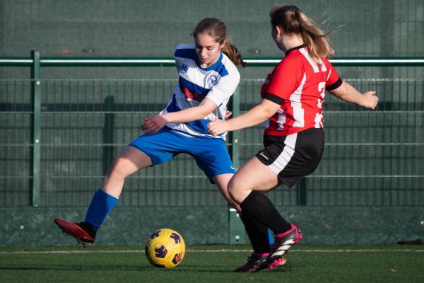 Women's football Sylvia Spinola final.Jersey Wanderers v Rozel 25 Emily Le Page and 3 Diana Marsden Picture: JON GUEGAN