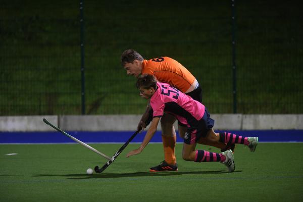 Hunters Tom Coward and lions Jake le Boutillier Div 2 Hockey Lions v Hunters Picture: DAVID FERGUSON