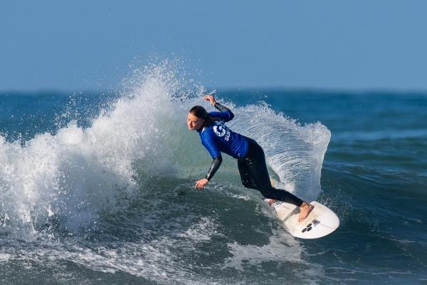 Surfing at St Ouen. GB Cup competition. Women's Open Round 4.  Lauren Sandland of England (RED), Poppy Owen of Wales (WHITE), Lucy Beatrix Brwon of Scotland (GREEN), Ellie Turner of England (BLUE)                     Picture: ROB CURRIE