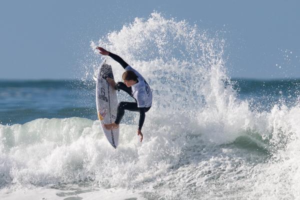 Surfing at St Ouen. GB Cup competition. Men's Open Semi Final. Lukas Skinner of England (WHITE)                  Picture: ROB CURRIE