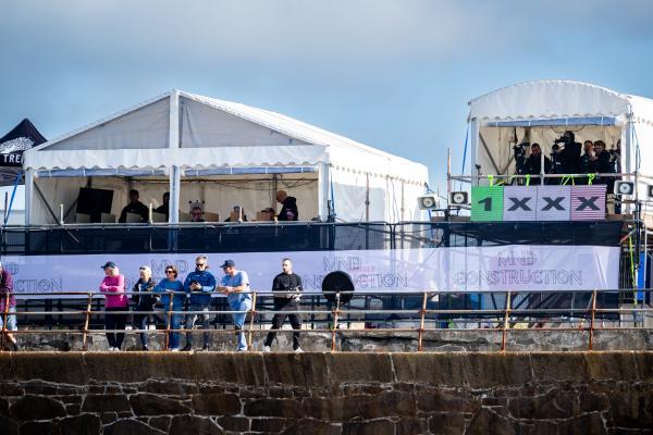 Surfing at St Ouen. GB Cup competition.  L>R Judges tent and each competitior is filmed by a camera person                    Picture: ROB CURRIE