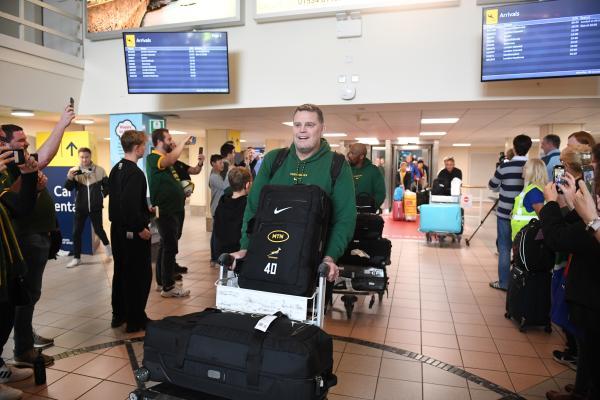 COACH, RASSIE ERASMUS The Springboks arrive in Jersey Picture: DAVID FERGUSON